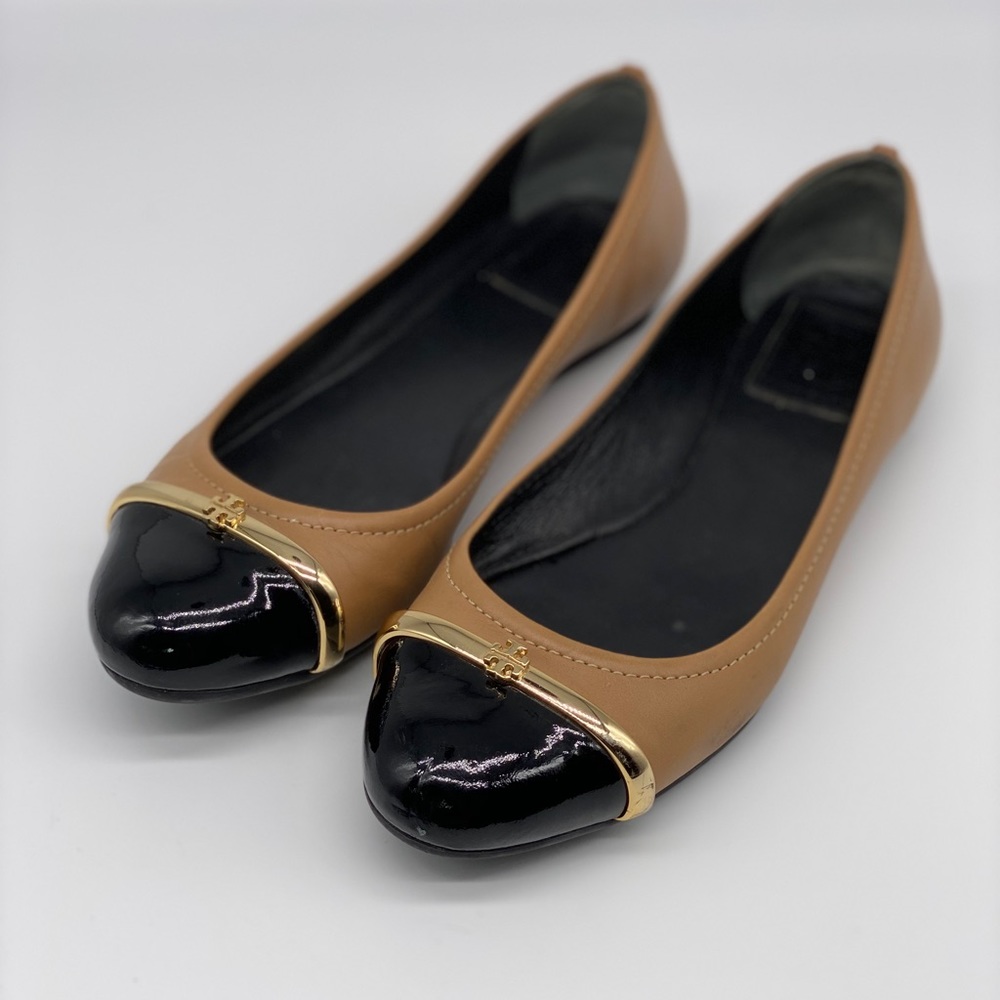 Tan and Black flats